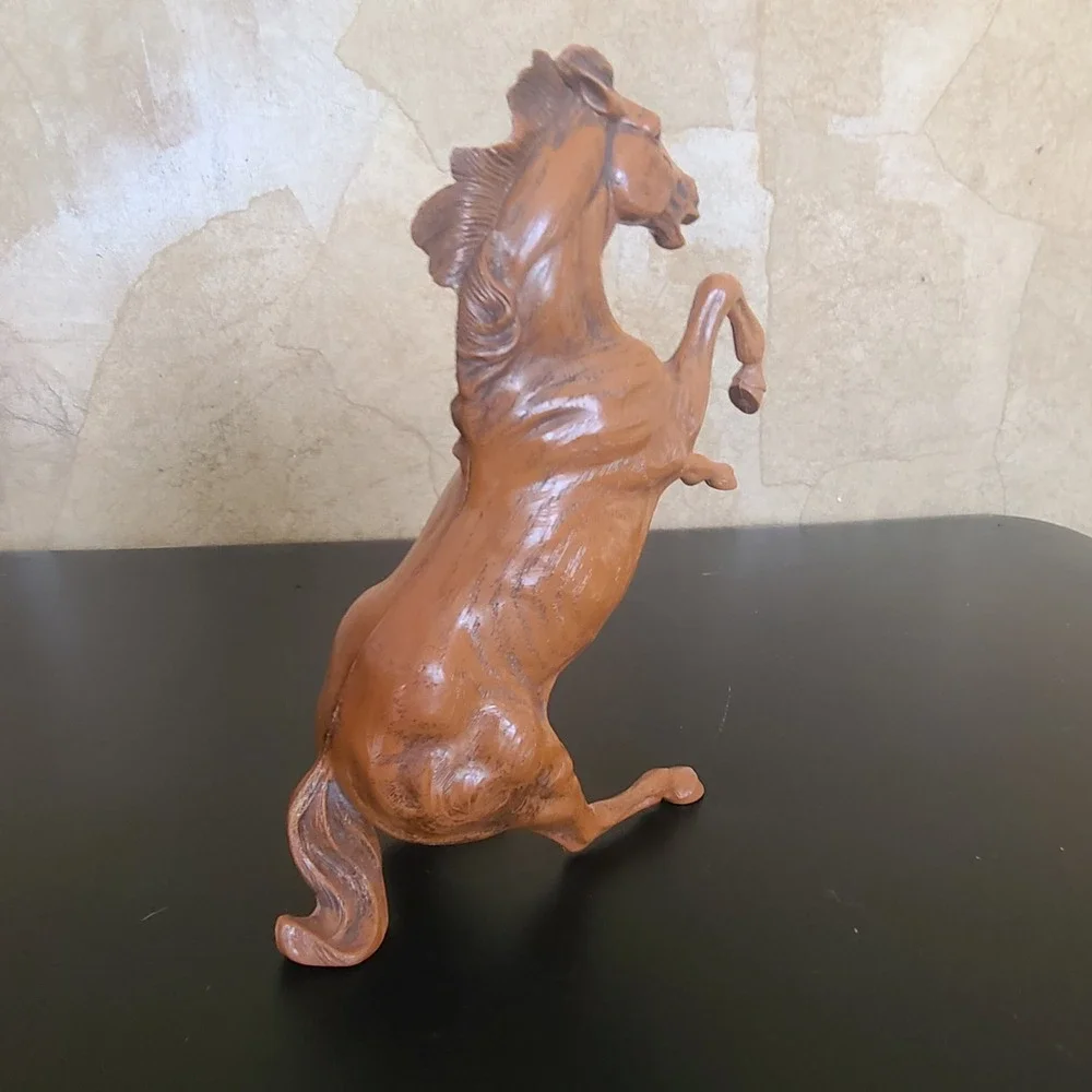 Vintage Hartland‎ Rearing Horse Figurine Faux Wood Grain Brown Equestrian Decor